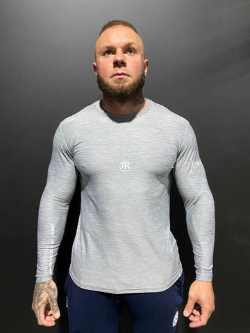 RUTHLESS.CO - LITE-FIT LONGSLEEVES- HEATHER WHITE